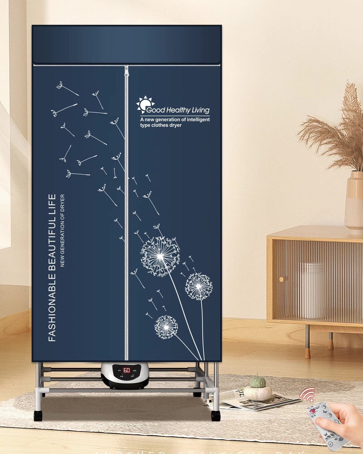 Sèche-linge électrique portable 1500W grande capacité Bleu