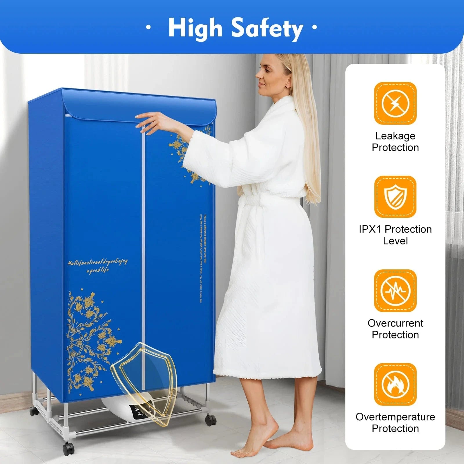 Sèche-linge portatif électrique – compact, puissant et silencieux Bleu