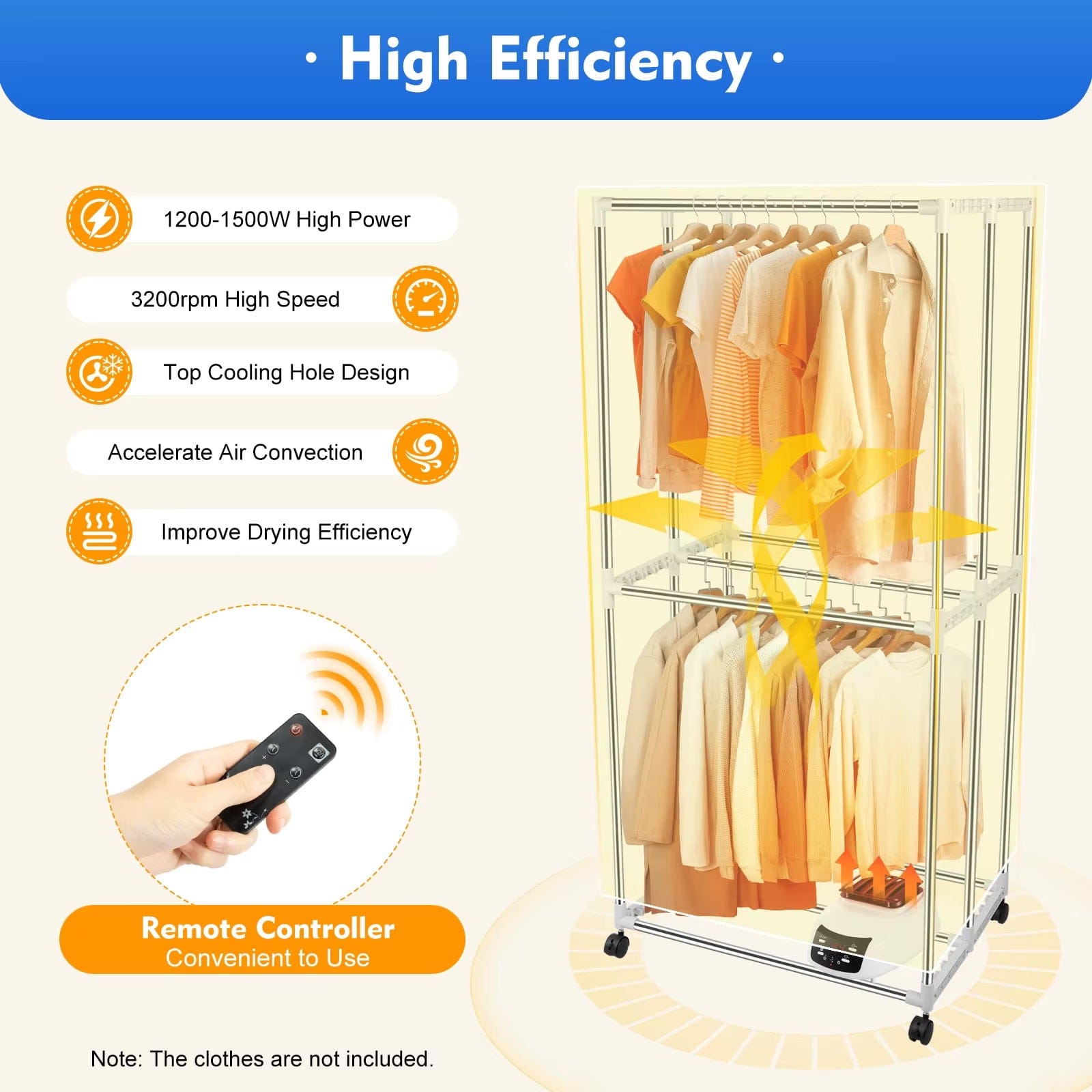 Sèche-linge portatif électrique – compact, puissant et silencieux Bleu