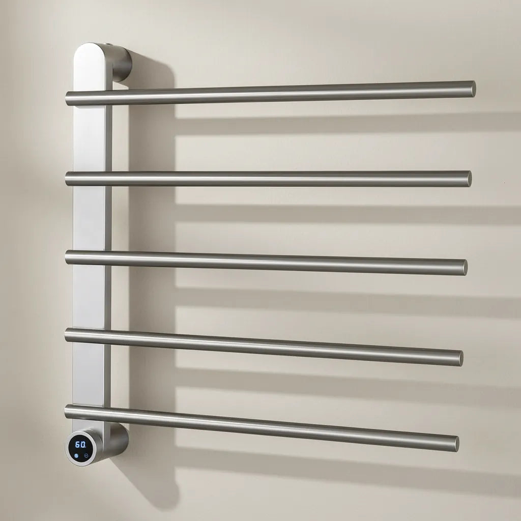 Sèche-Serviette Mural Électrique 65W Tactile - Acier Inoxyadable Nickel Brossé Aeraly