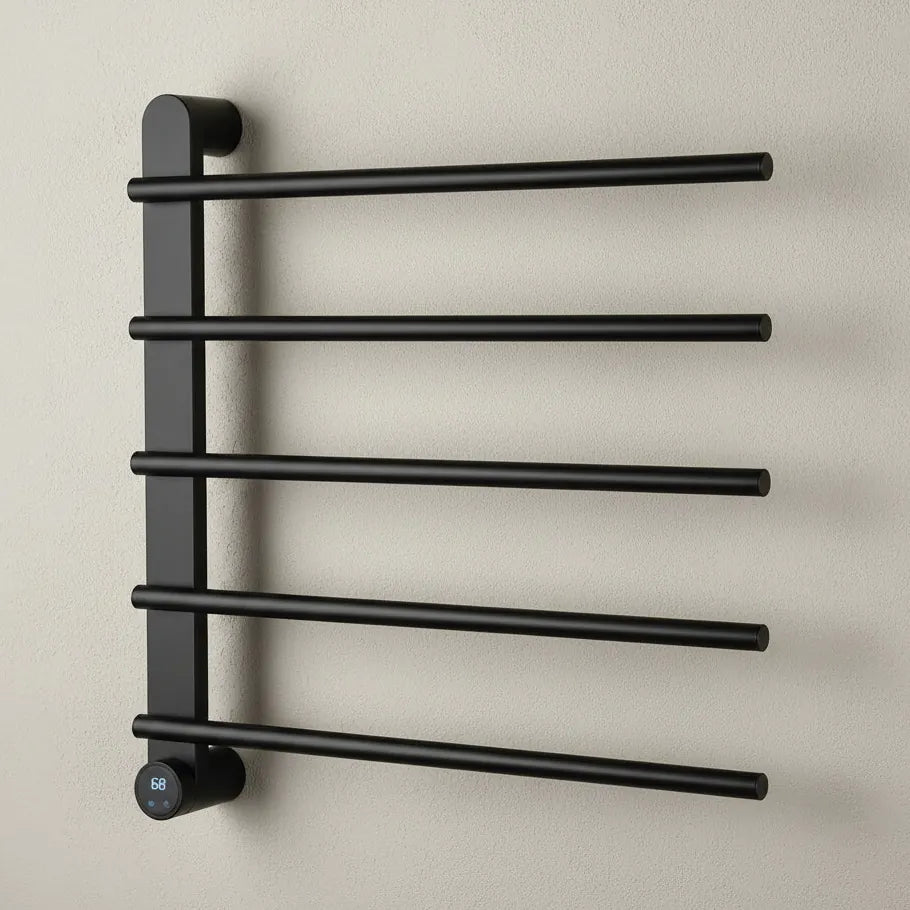 Sèche-Serviette Mural Électrique 65W Tactile - Acier Inoxyadable Noir Aeraly
