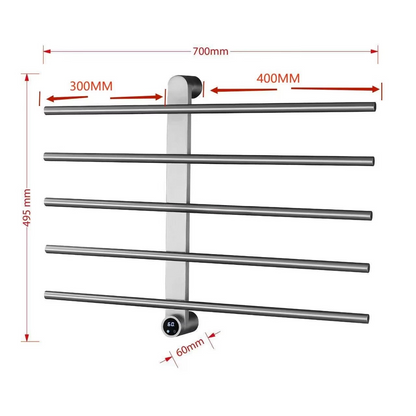 Sèche-Serviette Mural Salle de Bain Électrique 5 Barres 100W - Aeraly