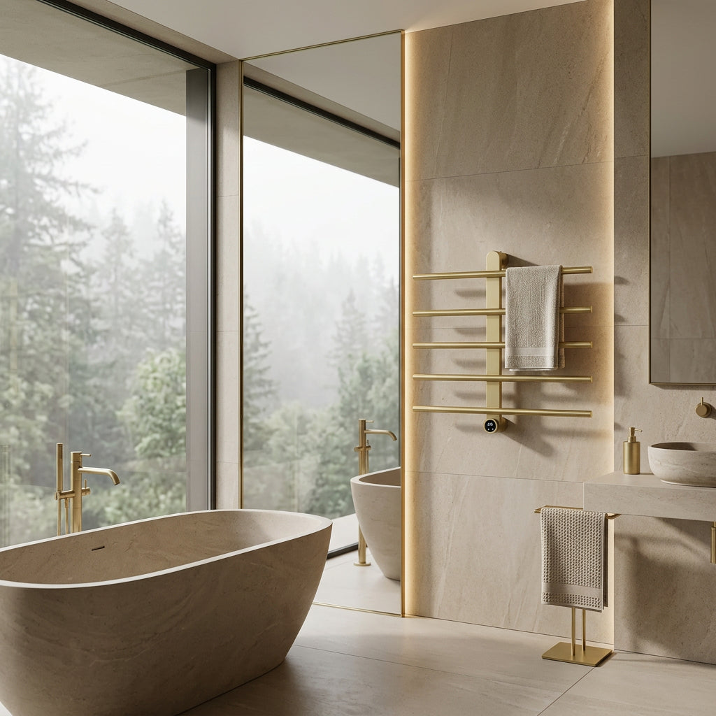 Sèche-Serviette Mural Salle de Bain Électrique 5 Barres 100W - Aeraly