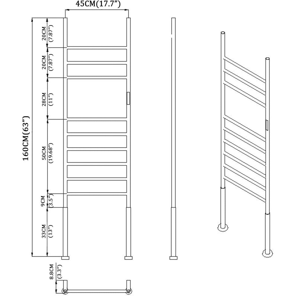 Sèche-Serviette sur Pied Électrique - Style Échelle - 110W Or Brossé Aeraly