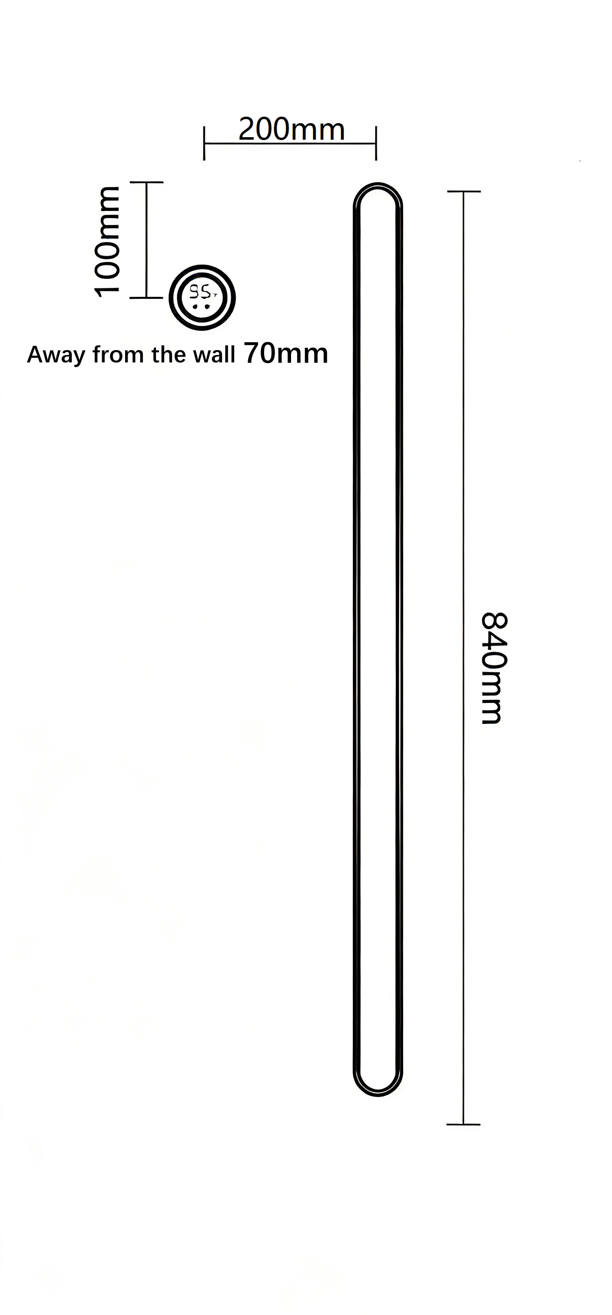 Sèche-Serviettes Chauffant Mural - 1 Barre Acier Inox - 80W - Aeraly
