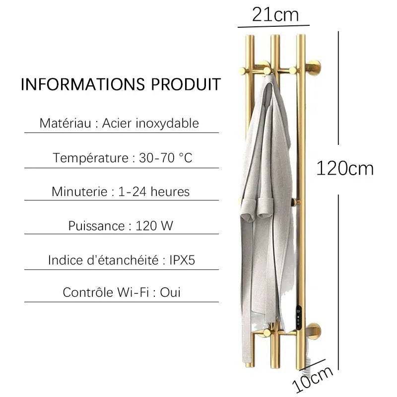 Sèche-serviettes chauffant mural salle de bain 120W