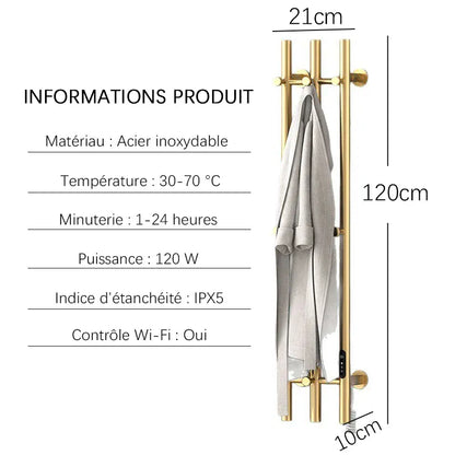 Sèche-serviettes chauffant mural salle de bain 120W