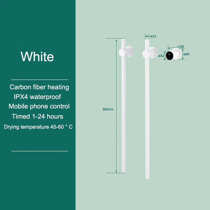 Sèche-serviettes chauffant salle de bain fibre carbone 220V / Blanc-2 Bar