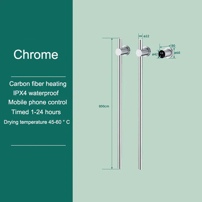 Sèche-serviettes chauffant salle de bain fibre carbone 220V / Chrome-2 Bar