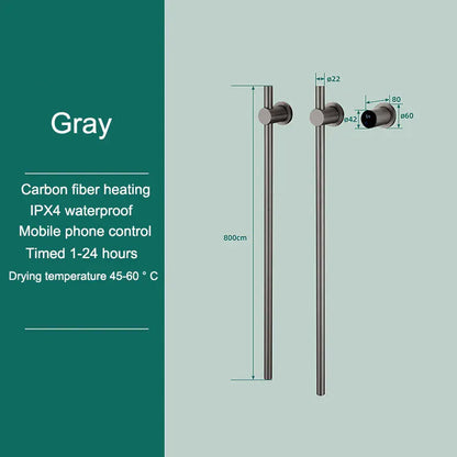 Sèche-serviettes chauffant salle de bain fibre carbone 220V / Gris-2 Bar