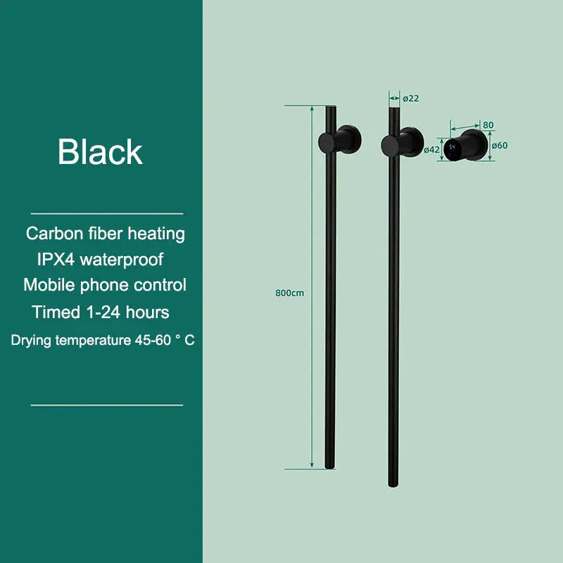 Sèche-serviettes chauffant salle de bain fibre carbone 220V / Noir-2 Bar