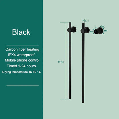 Sèche-serviettes chauffant salle de bain fibre carbone 220V / Noir-2 Bar