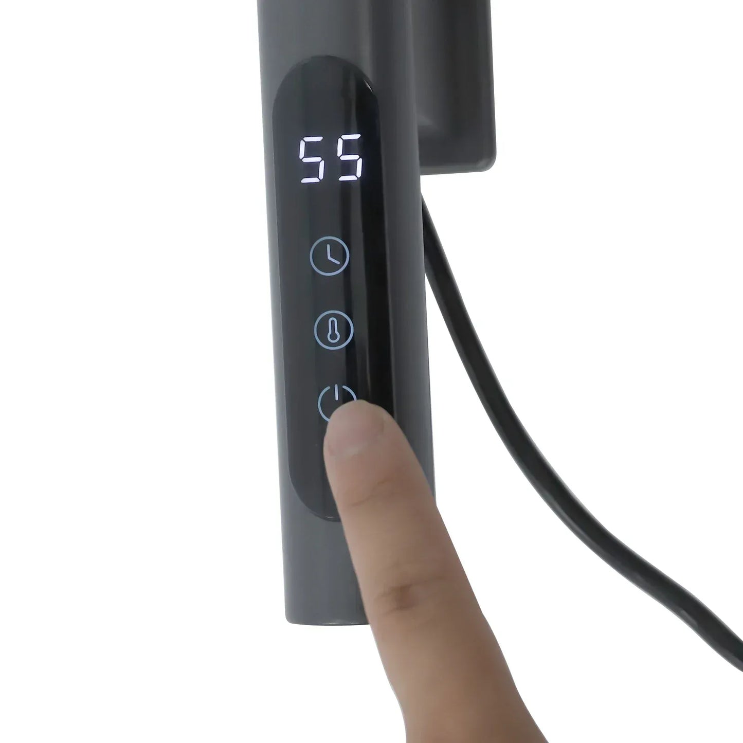 Sèche-serviettes électrique rotation 180° fibre carbone tactile Gris