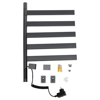 Sèche-serviettes électrique rotation 180° fibre carbone tactile Gris