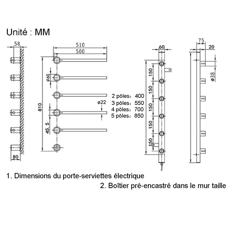 Sèche-serviettes électrique salle de bain