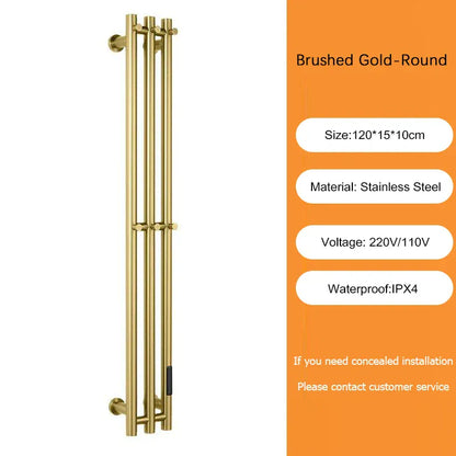 Sèche-serviettes électrique salle de bains 220V EU / Brossé Or-Tube Rond