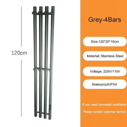 Sèche-serviettes électrique salle de bains 220V EU / Gris-4 Bars-Tube Rond