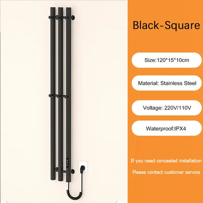 Sèche-serviettes électrique salle de bains 220V EU / Noir-Tube Carré