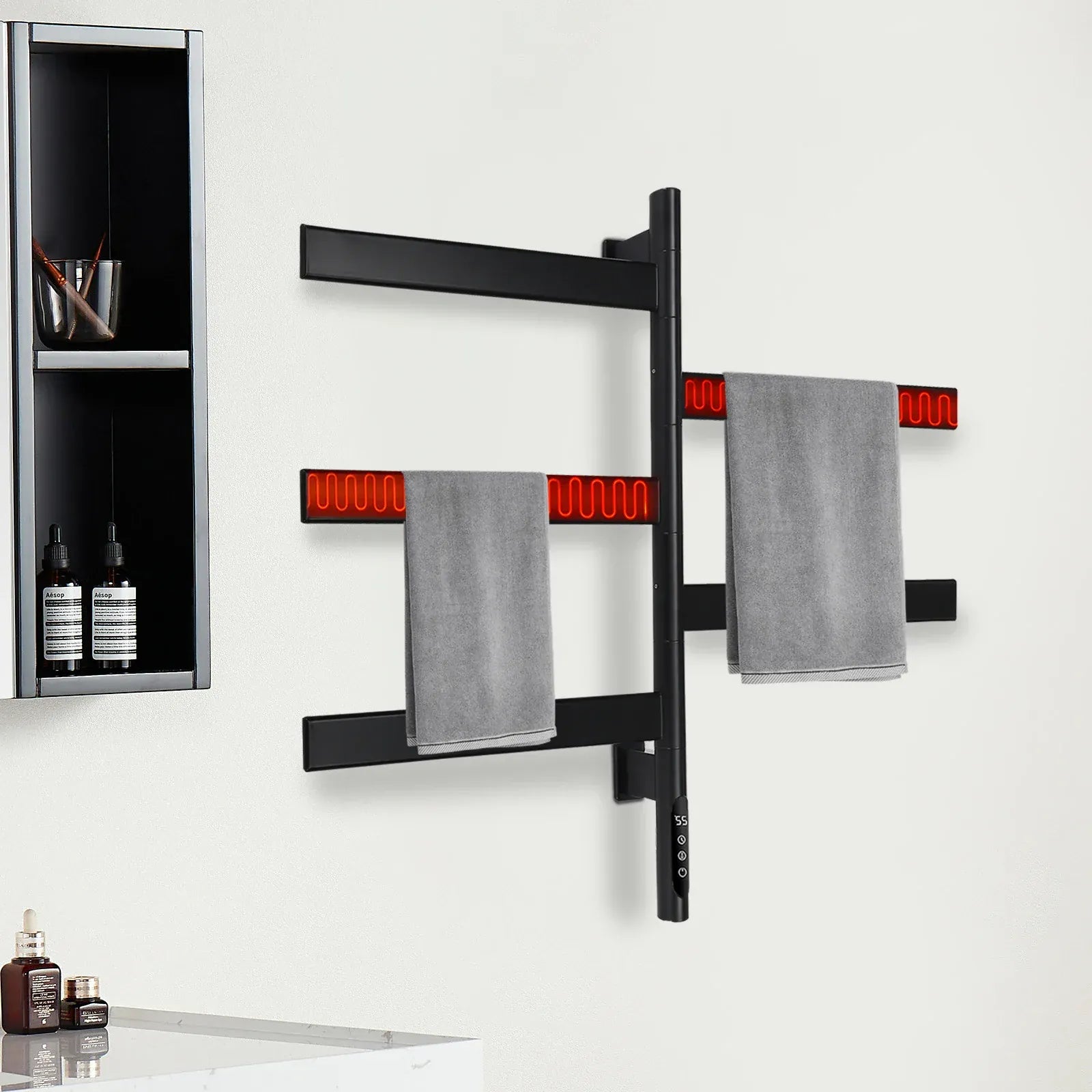 Sèche serviettes mural pivotant fibre carbone