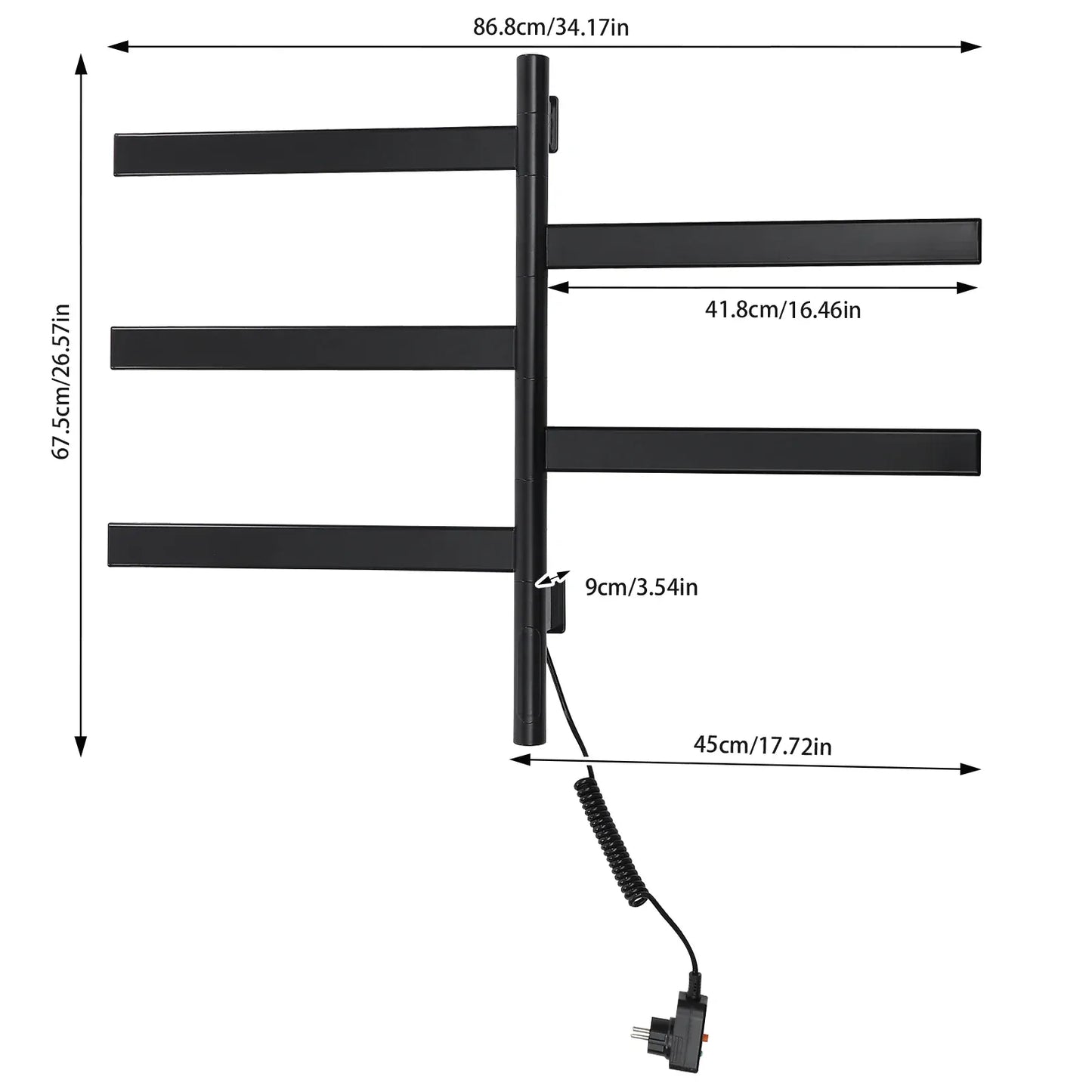 Sèche serviettes mural pivotant fibre carbone