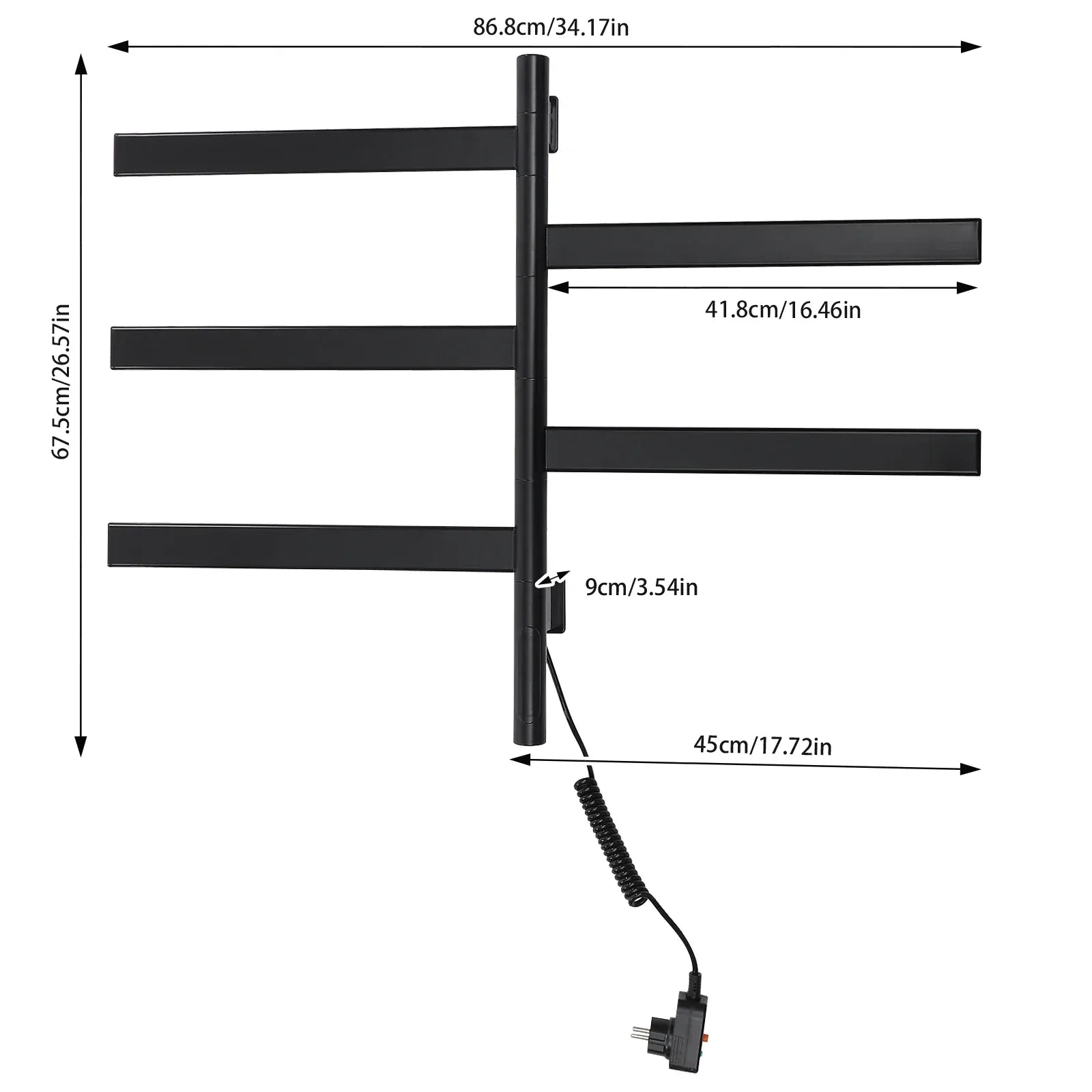 Sèche serviettes mural pivotant fibre carbone