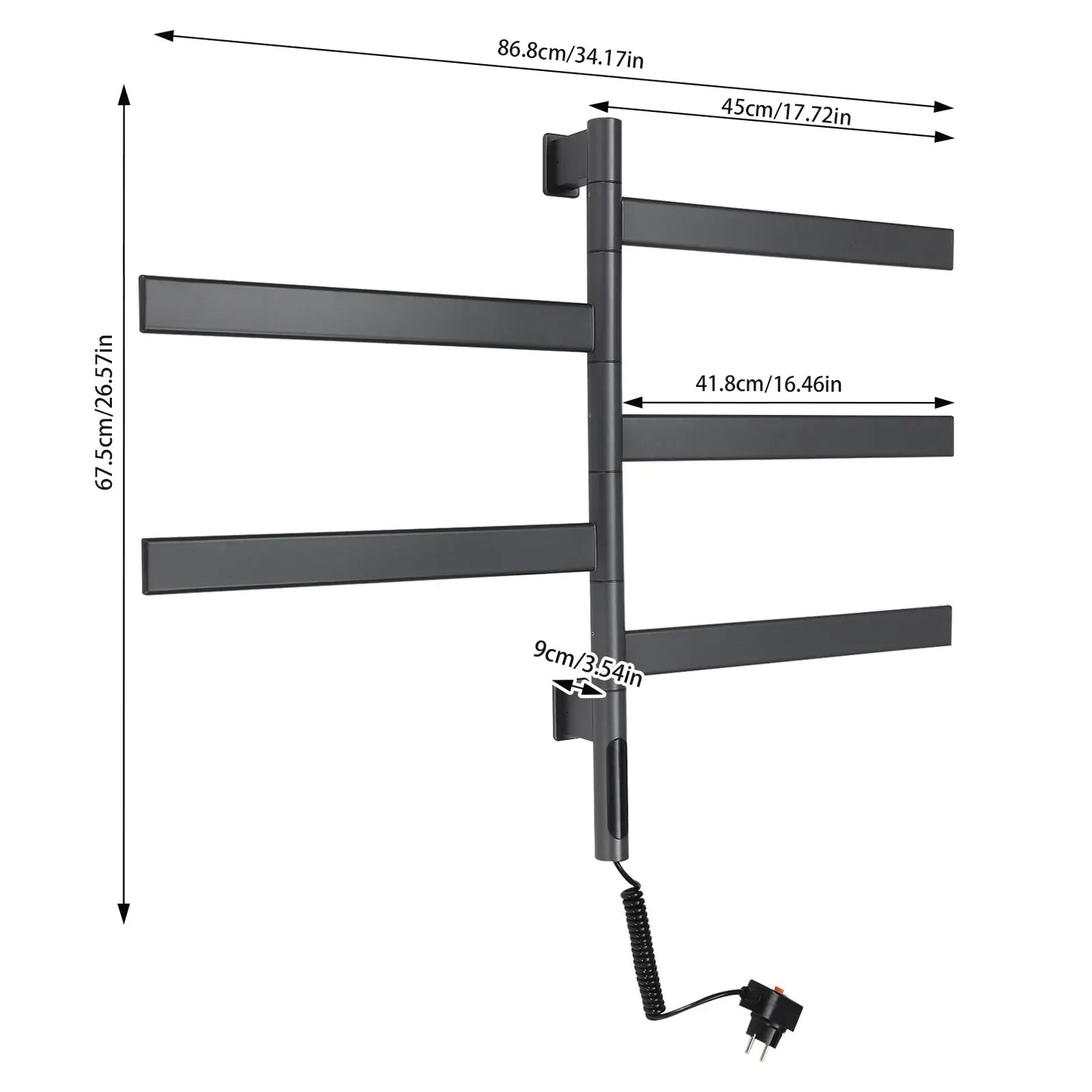 Sèche serviettes mural pivotant fibre carbone