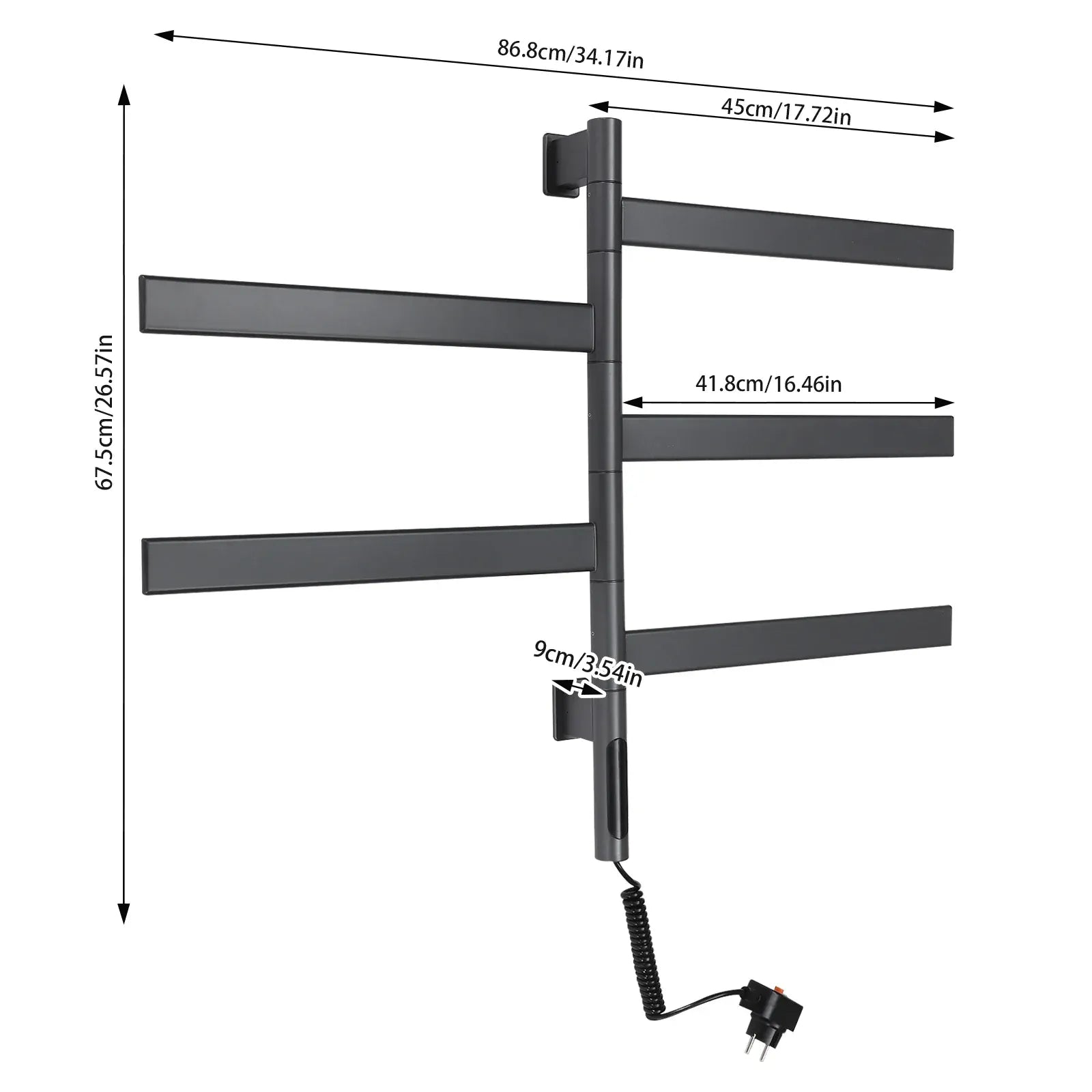 Sèche serviettes mural pivotant fibre carbone