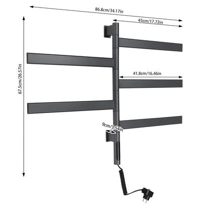 Sèche serviettes mural pivotant fibre carbone