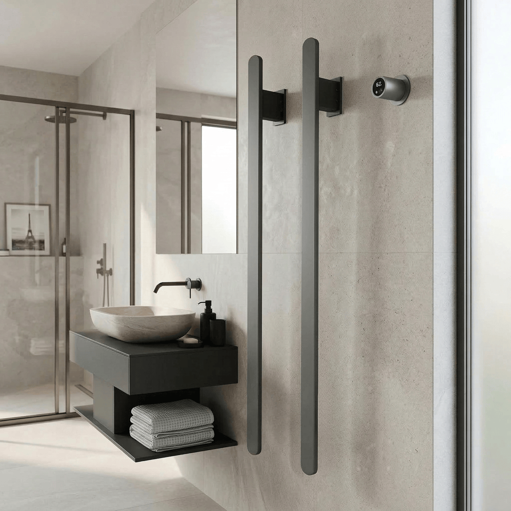 Sèche-serviette électrique design WiFi 80W – mural, discret et élégant