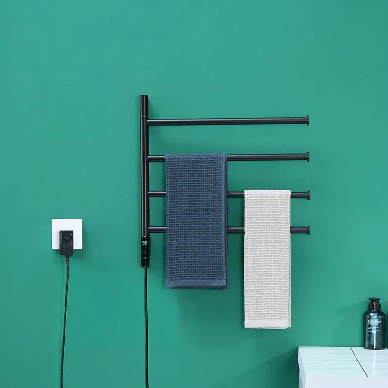 Sèche-serviettes salle de bain pivotant en fibre carbone Noir