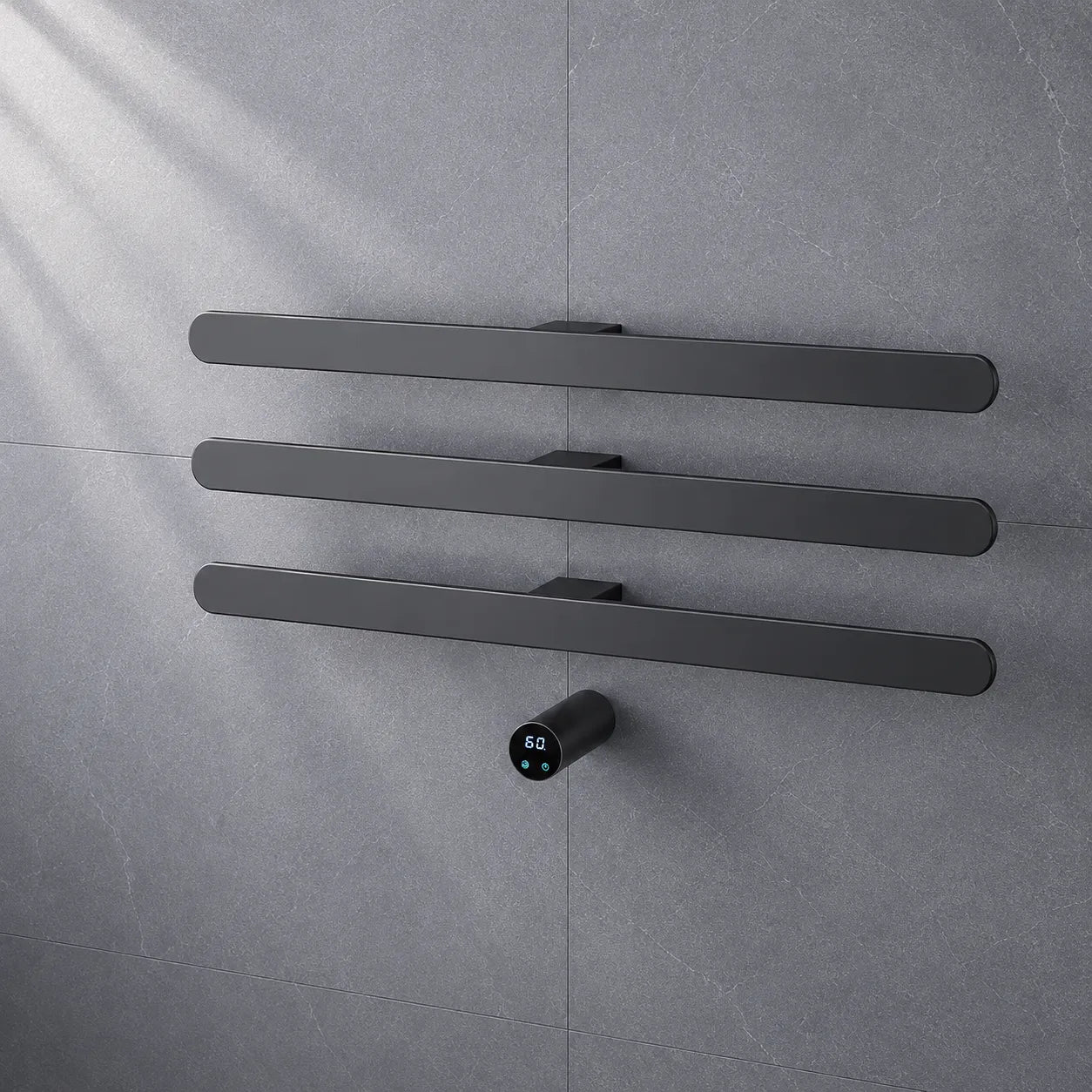 Aéraly ORIZZO 3 barres en finition Gris Anthracite sur carrelage gris