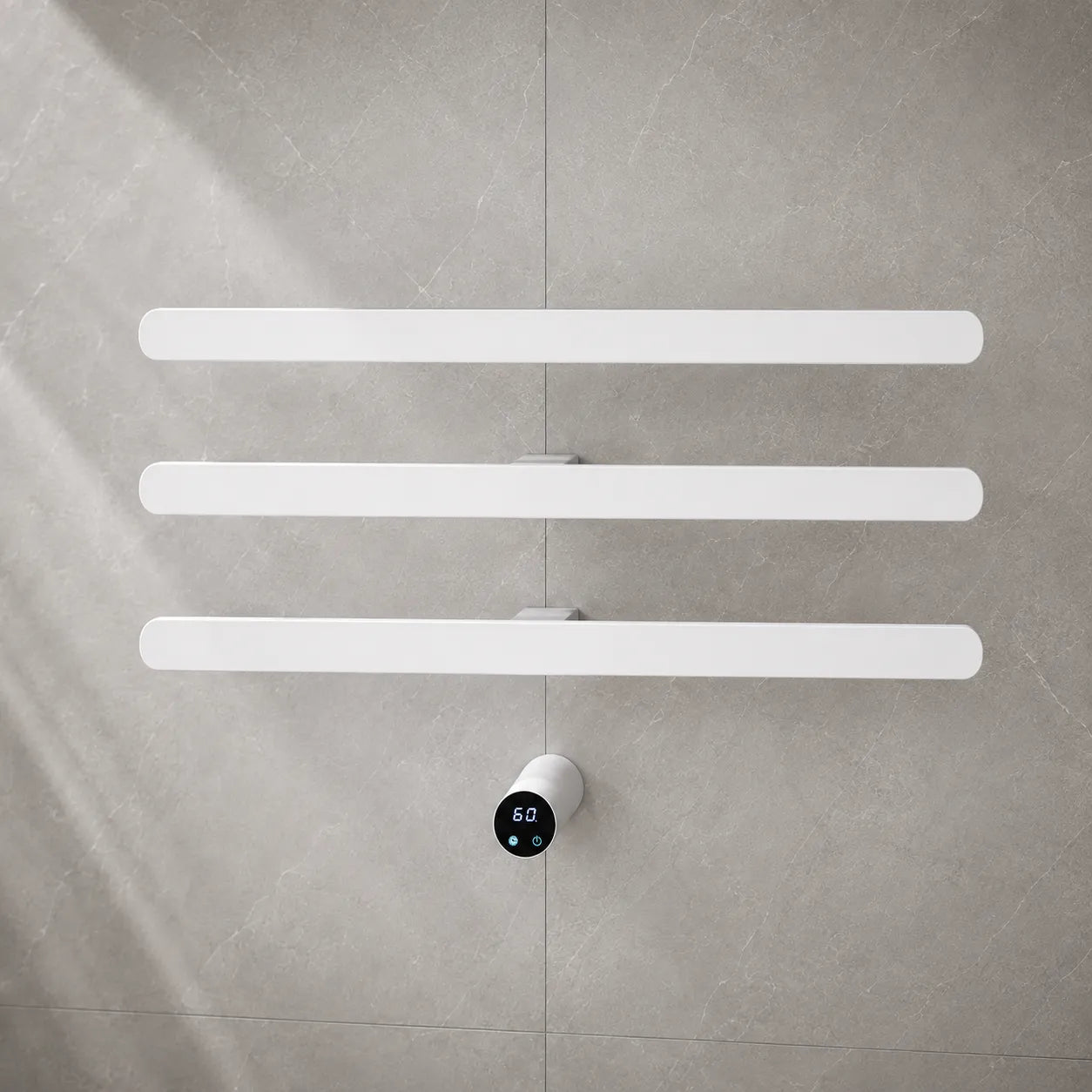 Aéraly ORIZZO 3 barres en finition Blanc Mat sur carrelage gris