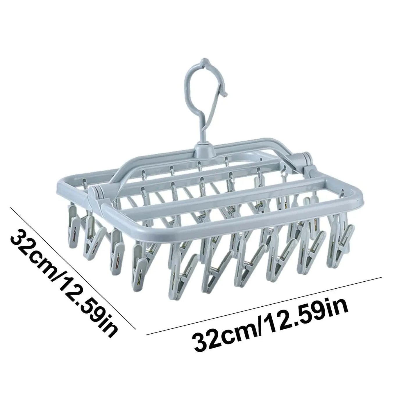 MOD Foldable Drip Hanger with 32 Clips - Plastic Hanging Drying Rack for Clothes Underwear Socks