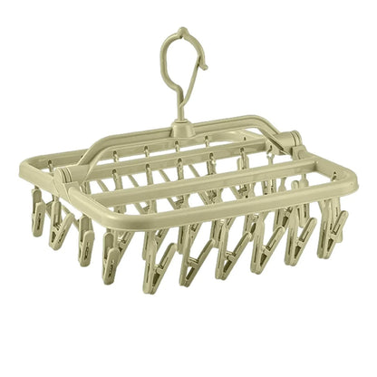 MOD Foldable Drip Hanger with 32 Clips - Plastic Hanging Drying Rack for Clothes Underwear Socks Green