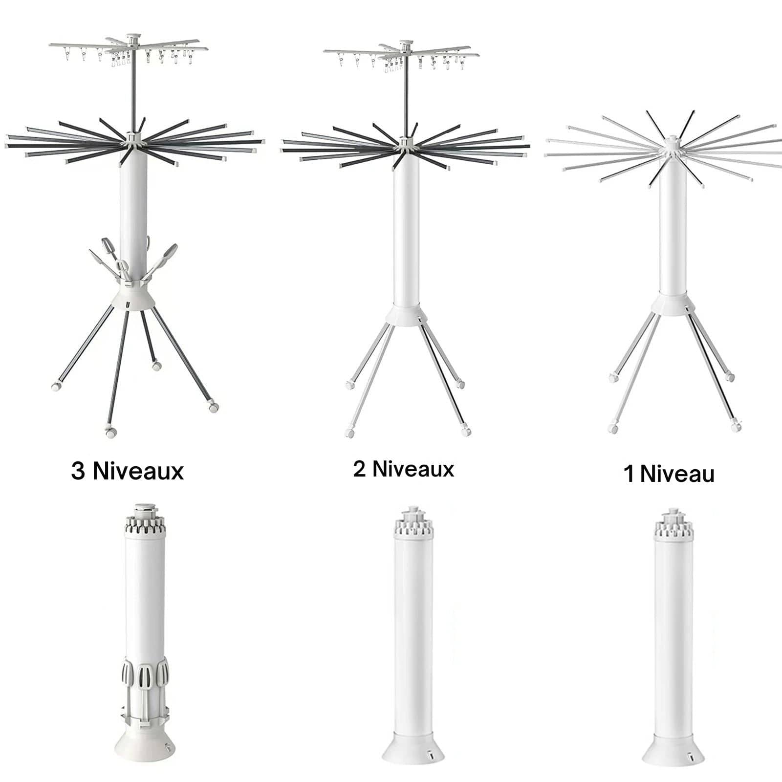 Séchoir à linge parapluie – pliable, portable et grande capacité
