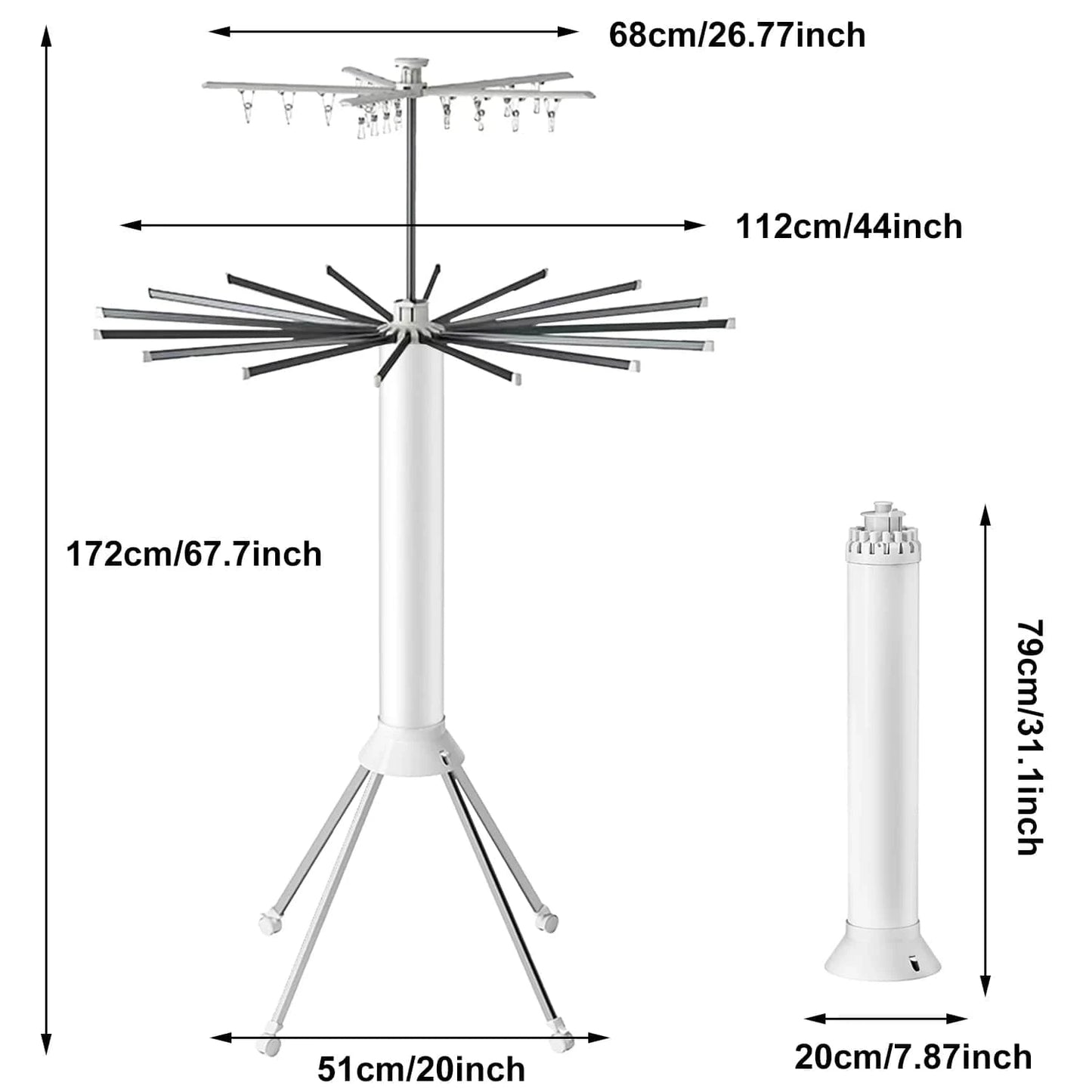 Séchoir à linge parapluie – pliable, portable et grande capacité 2 niveaux