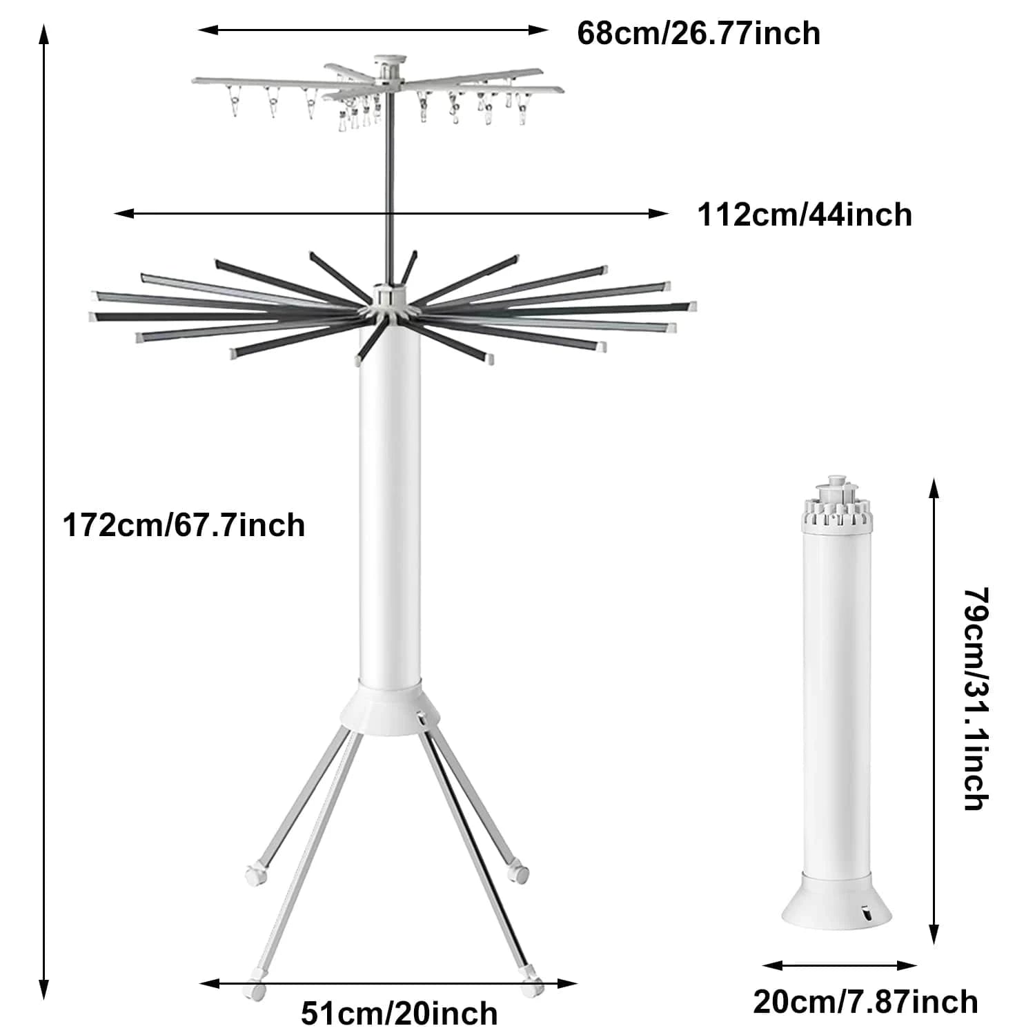 Séchoir à linge parapluie – pliable, portable et grande capacité 2 niveaux