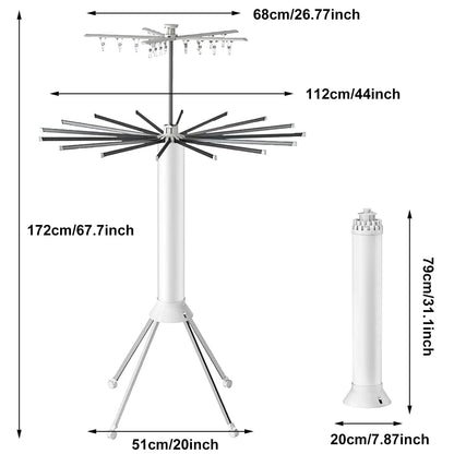 Séchoir à linge parapluie – pliable, portable et grande capacité 2 niveaux