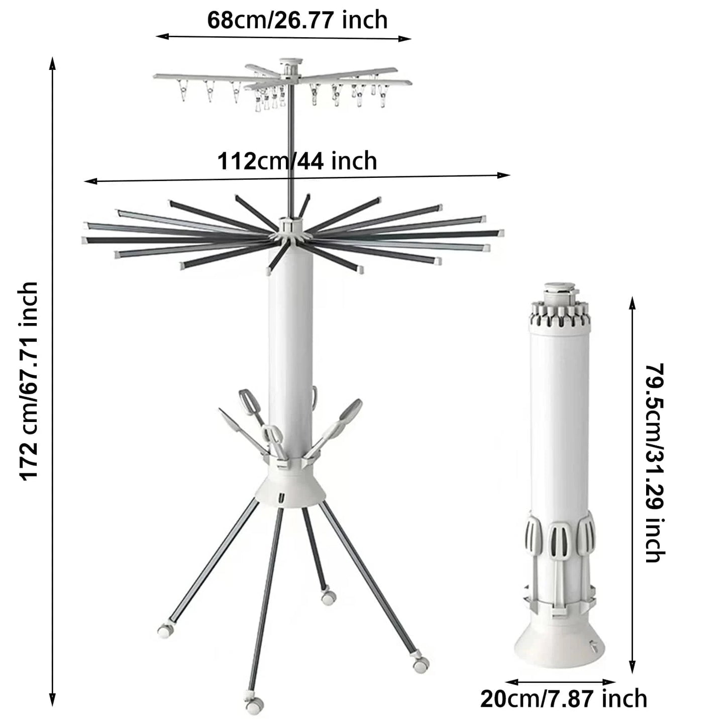 Séchoir à linge parapluie – pliable, portable et grande capacité 3 niveaux