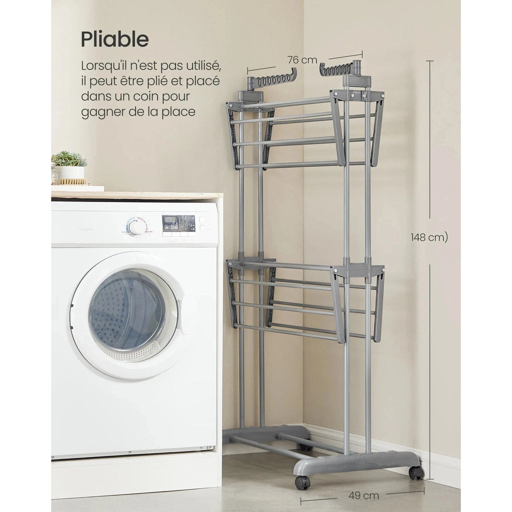 Séchoir linge pliable grandes capacités, intérieur & extérieur - Aéraly