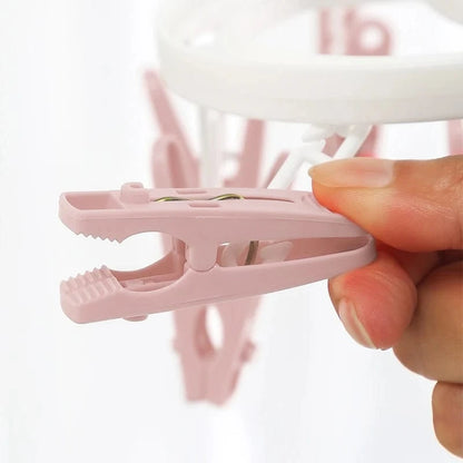 MOD 16-Clips Folding Clothes dryer Hanger Children Adults Clothes Dryer Windproof Socks Underwear Plastic Drying Rack Organizer