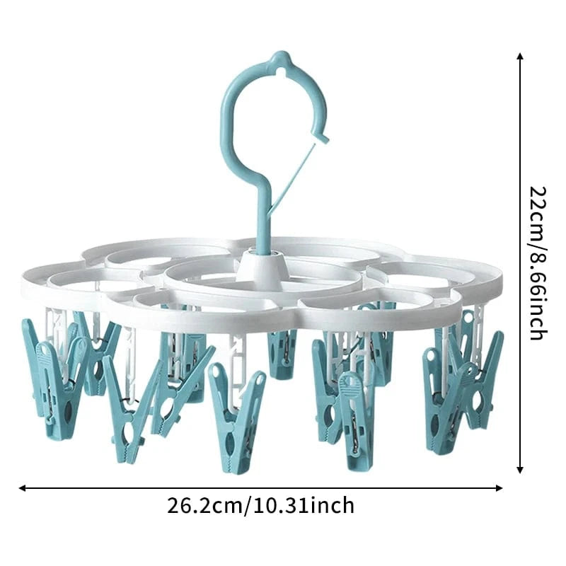 MOD 16-Clips Folding Clothes dryer Hanger Children Adults Clothes Dryer Windproof Socks Underwear Plastic Drying Rack Organizer F