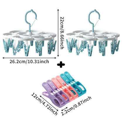MOD 16-Clips Folding Clothes dryer Hanger Children Adults Clothes Dryer Windproof Socks Underwear Plastic Drying Rack Organizer B-3pcs