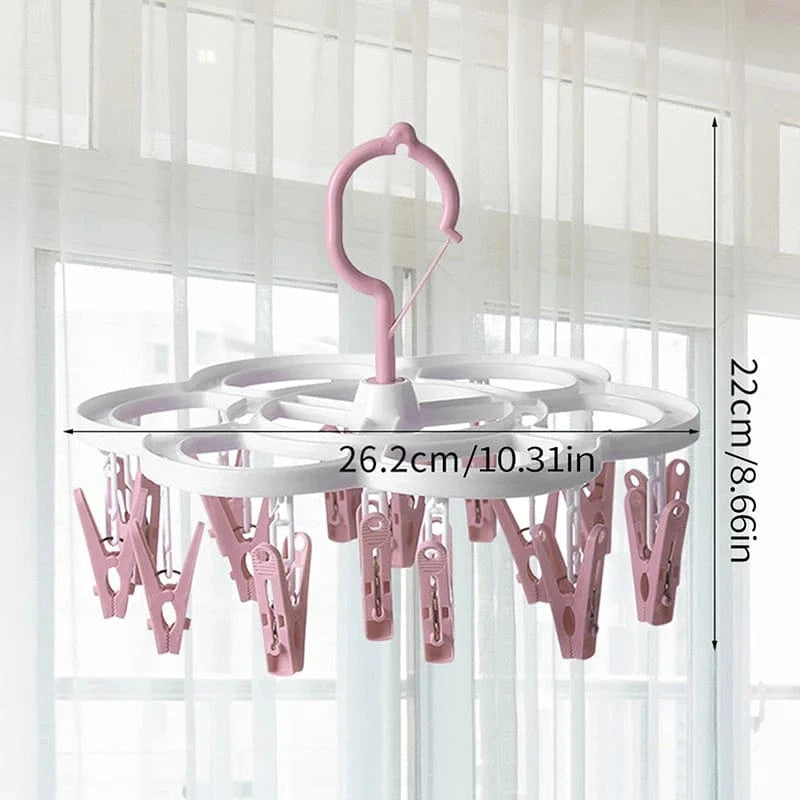 MOD 16-Clips Folding Clothes dryer Hanger Children Adults Clothes Dryer Windproof Socks Underwear Plastic Drying Rack Organizer D
