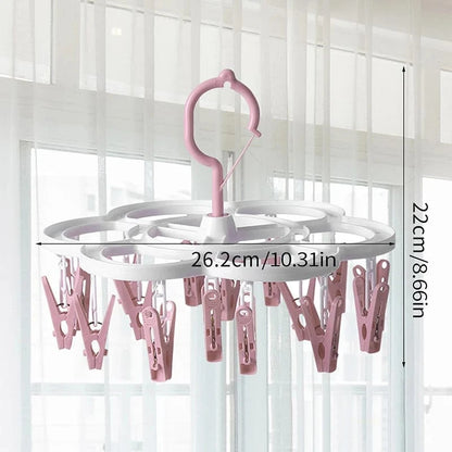 MOD 16-Clips Folding Clothes dryer Hanger Children Adults Clothes Dryer Windproof Socks Underwear Plastic Drying Rack Organizer D