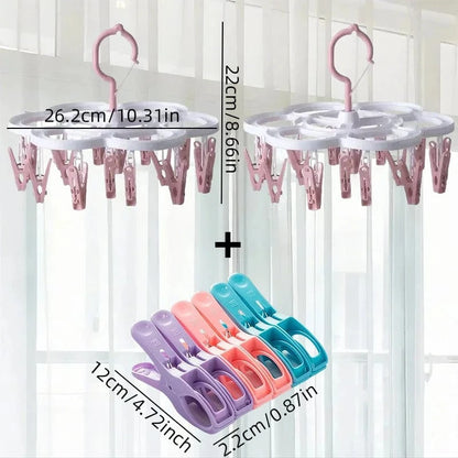 MOD 16-Clips Folding Clothes dryer Hanger Children Adults Clothes Dryer Windproof Socks Underwear Plastic Drying Rack Organizer A -3pcs