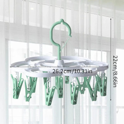 MOD 16-Clips Folding Clothes dryer Hanger Children Adults Clothes Dryer Windproof Socks Underwear Plastic Drying Rack Organizer E