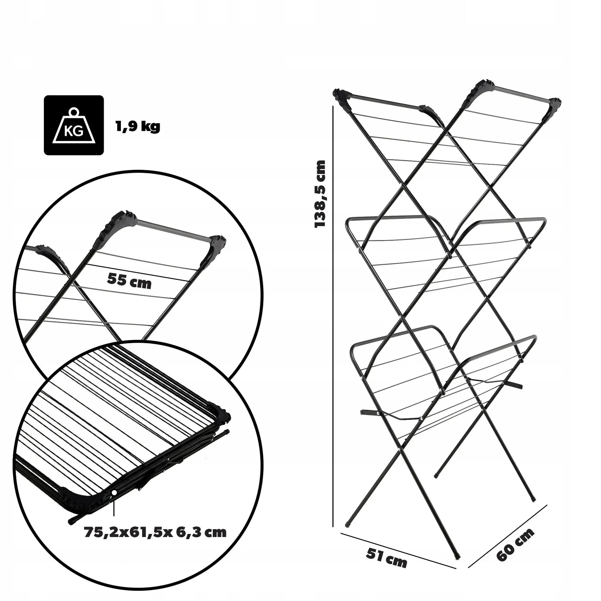 Séchoir linge vertical pliable balcon