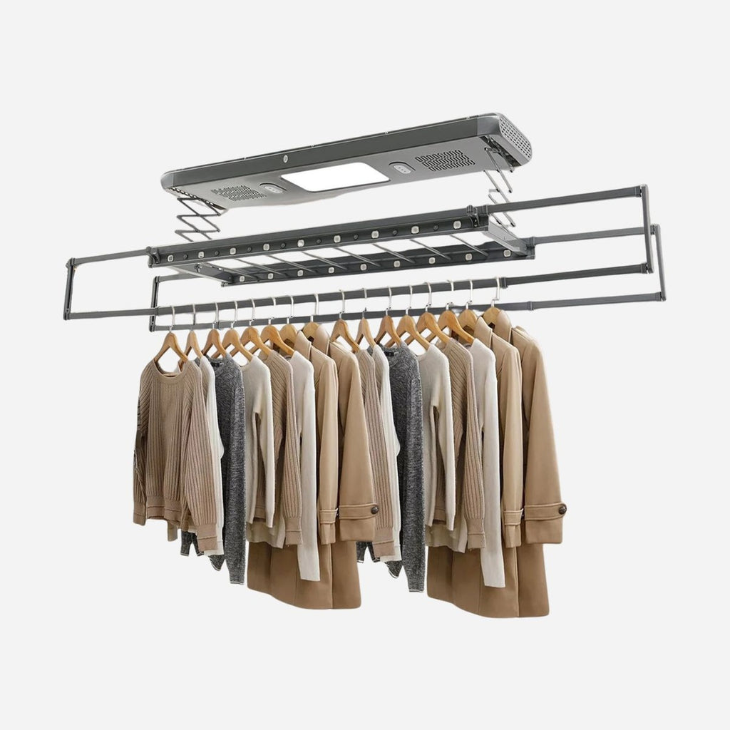 Séchoir plafond électrique avec télécommande, LED et ventilation - Aéraly