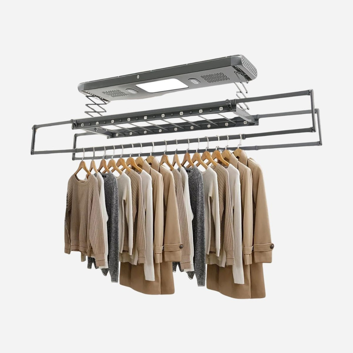 Séchoir plafond électrique avec télécommande, LED et ventilation - Aéraly